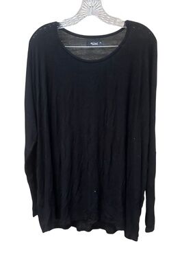 NEW Michael Lauren Black Scoop Neck Long Sleeve Top - Women's XL